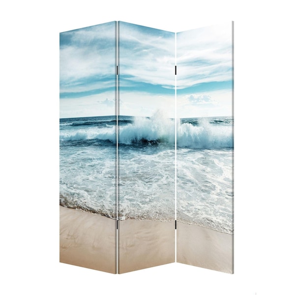 Homeroots 48 x 1 x 72 in. Multicolor Canvas Surfs Up Screen with 3 Panel 342776 - main